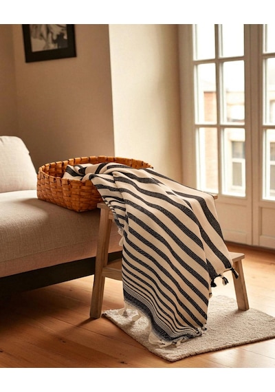 Doğal Pamuk , Yumuşak Çift Kişilik Pike , Çok Amaçlı Örtü , Koltuk Örtüsü 280 X 300 Cm - Zebra Çok Renkli