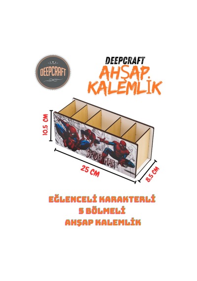 Deepcraft Ahşap Çocuklar İçin Masa Üstü Kare Kalemlik & Organizer-elsa