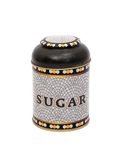 Mosaic Sugar Desenli Yuvarlak Metal Kutu, 9 X 11 Cm, 0.6 Lt