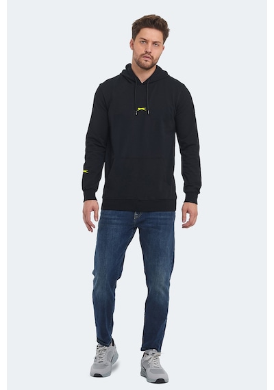 Slazenger Oslo In Erkek Kapüşonlu Cepli Siyah Sweatshirt Siyah