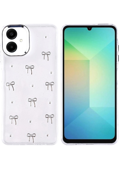 Samsung Uyumlu Galaxy A06 Kılıf Airbag Tasarımlı Simli Şeffaf Zore Kutup Kapak Fiyonk