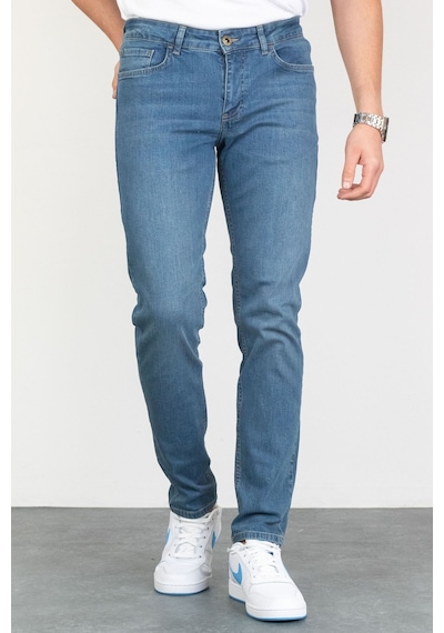 HLT Jeans Jeffrey Taşlamalı Slim Fit Erkek Kot Pantolon Mavi 492242356