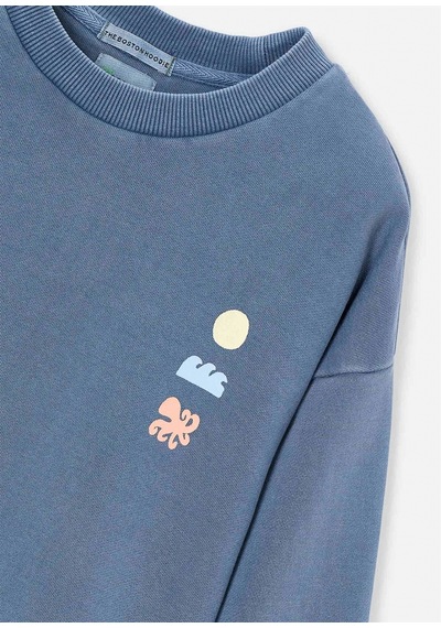The Boston Kids Erkek Çocuk Baskılı Sweatshirt Mavi 6423