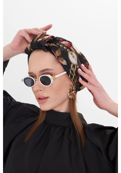 Hürrem Bone Bordo Pratik Hazır Geçmeli Tesettür Bone Kesik Elyaf Retro Desenli 2409 16 Bordo