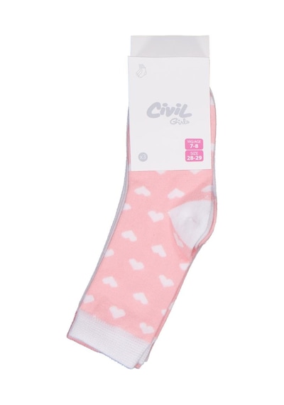 Civil Girls Kalp 3'lü 3-11 Yaş Kız Soket Çorap - Standart