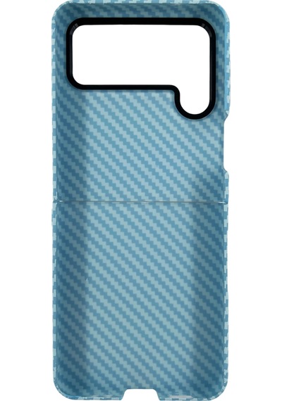Nettech Samsung Galaxy Uyumlu Z Flip 4 Karbon Seri Arka Koruma Kılıf Mavi