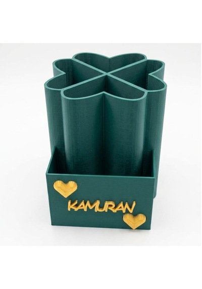 Kişiye Özel İsimli 3d Baskı Yonca Çiçek Organizer Çok Renkli