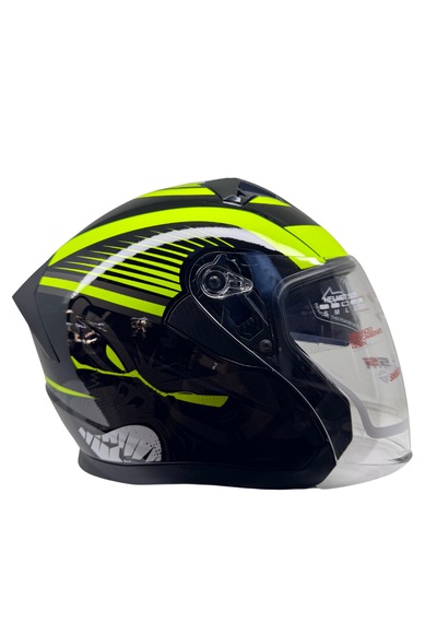 Kask Ls5 Marka Çenesiz Yarım Kask Siyah- Yeşil