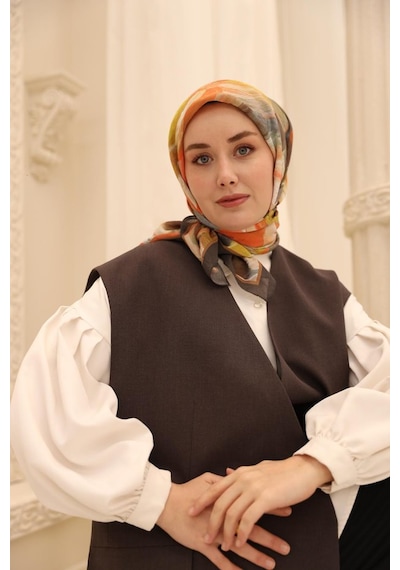 Silk Home Akrilik Desen Olinda İpek Eşarp Antrasit