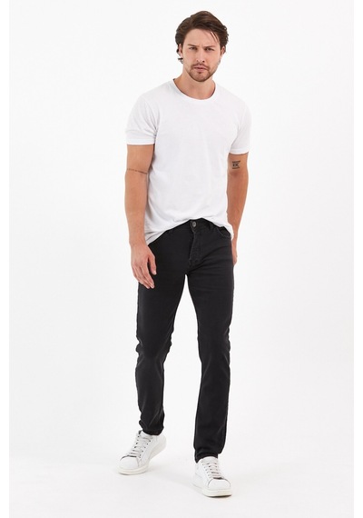 Vikingsjeans Jeans Örme Hamur Kumaş Dar Kesim Erkek Taşlamalı Füme Renk Kot Pantolon Füme