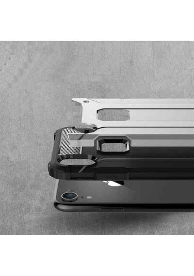 Noktaks - Apple Uyumlu iPhone Xr 6.1 - Kılıf Çift Katman Zırh Tank Crash Military Kapak - Mavi - T6039 Mavi