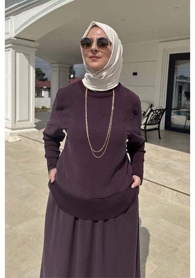 Rabia Şamlı Ela Modal Takım Mürdüm Çok Renkli