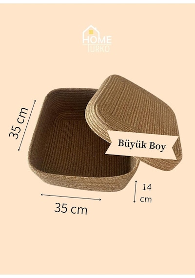 Home Turko Jüt Örme Kapaklı Sepet Büyükboy, Jütekare-büyük Diğer