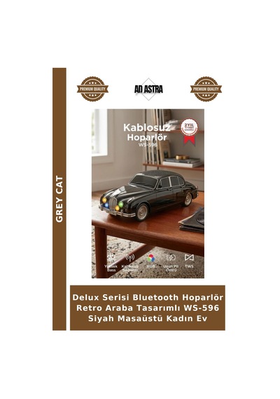 Delux Serisi Bluetooth Hoparlör Retro Araba Tasarımlı Ws-596 Siyah Masaüstü Kadın Ev