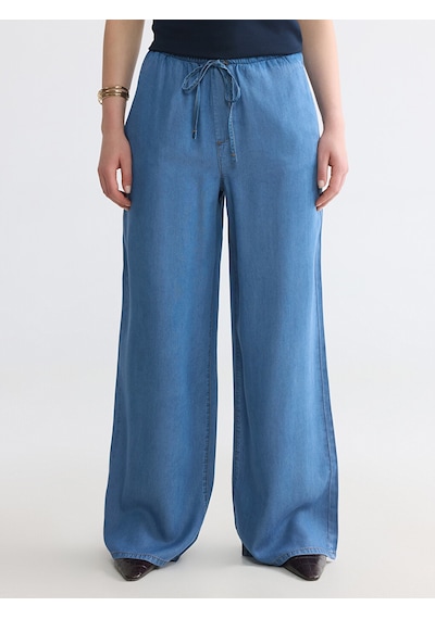 Lcw Comfort İndigo Beli Lastikli Wideleg Kadın Jean Pantolon