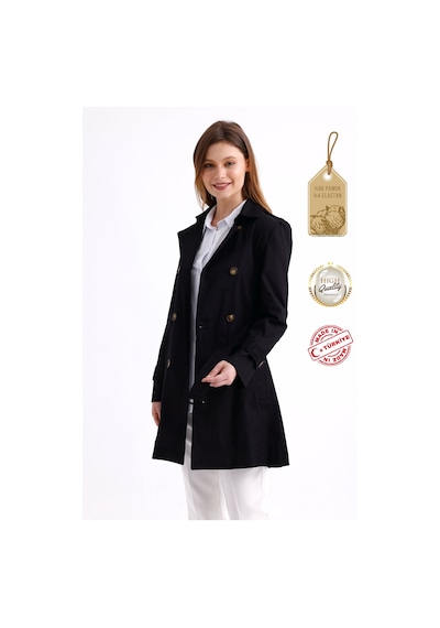 Pastelastore Esnek Pamuk Gabardin Kısa 80cm Omuz Apoletli Kemerli Kadın Trençkot 1120 Siyah Pastelastore Esnek Pamuk Gabardin Kısa 80cm Omuz Apoletli Kemerli Kadın Trençkot 1120 Siyah