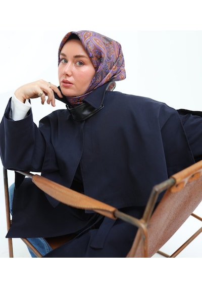 Silk Home Twill İpek Eşarp 11455-40 Füme, Violet, Parlak Turuncu, Su Yeşili