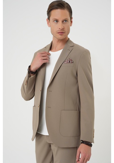 Efor Comfort Fit Mono Yaka Torba Cep Casual Bej Ceket C 707 Bej