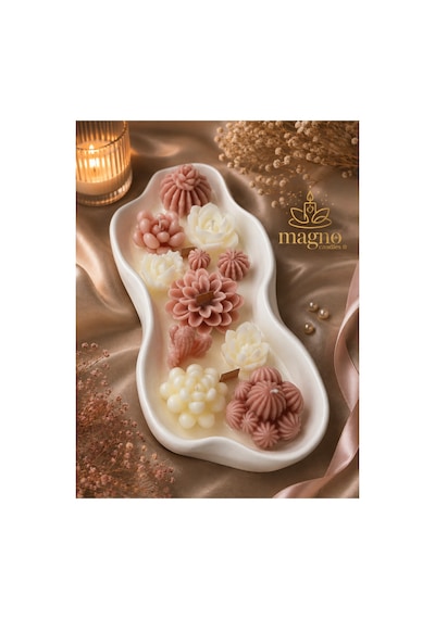 Magno Candles Çiçek Bahçesi Kokulu Mum El Yapımı Seramik Kase Dekoratif Mum & Hediyelik Ev Dekoru Ekru