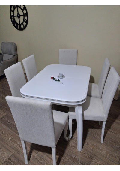 Masa Sandalye 90645 Muz Model Kayın Muz Açılır Parlak Lake Beyaz Giydirme Sandalye Beyaz