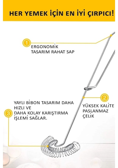 Lüx Sos Yumurta Çırpıcısı, Spiral Çırpıcı, Paslanmaz Çelik Çırpıcı, Spiralli Omlet Çırpma Teli Çeli Diğer