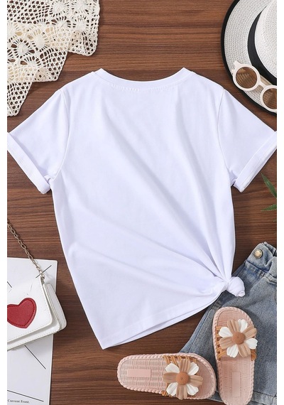 Uyguntarz Çocuk Kafadar Ayılar Baskılı Pamuklu Tshirt Beyaz