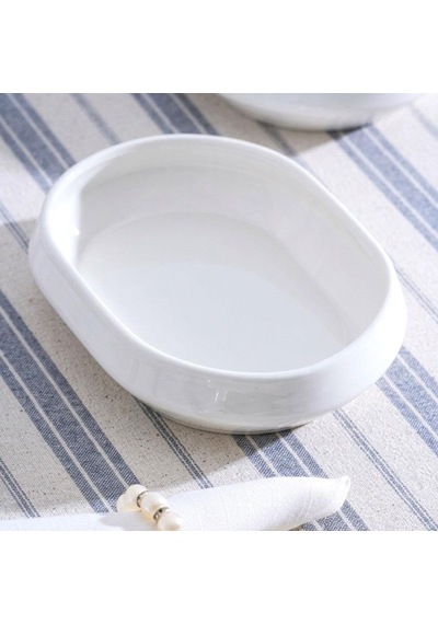 Jea-07401 Rumi 4 Adet Porselen Oval Kayık Sunum Tabak 16 Cm