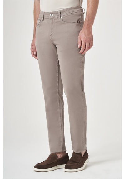 İmza Bej 5 Cep Gabardin Slim Fit Pamuklu Denim Jean Kot Pantolon 1003260317 Açık Bej
