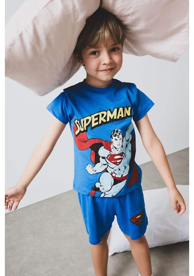 DeFacto Erkek Bebek Superman Pijama Takımı Kısa Kollu Penye Üst Beli Lastikli Şort E1189A525HSBE64