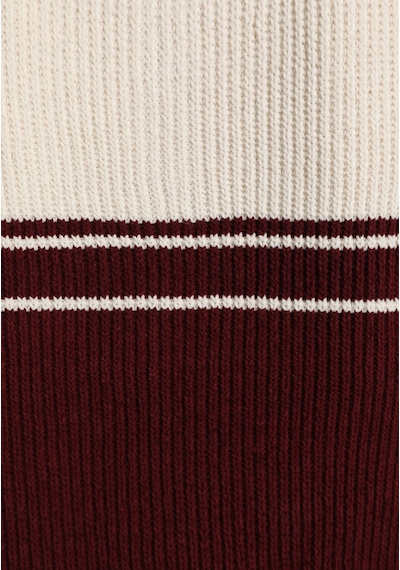 Colin's Colins Slim Fit Polo Yaka Çizgili Kadın Bordo Kısa Kol Kazak Cl1081963 Q1.v1 Bur Burgundy