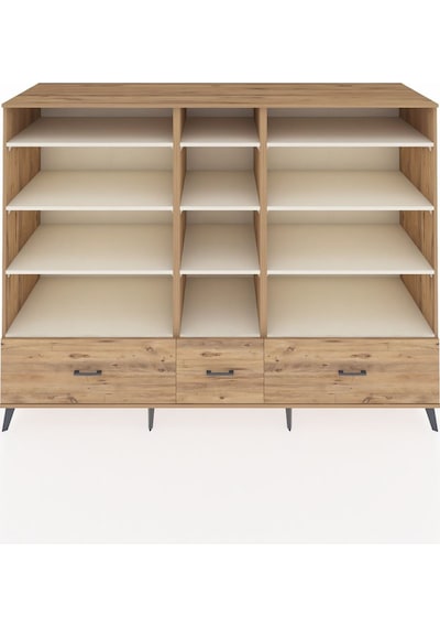 Kronos Dolap 12 Raflı 3 Çekmeceli 220x59x163 Çam-aytaşı/çam Çam-aytaşı/çam