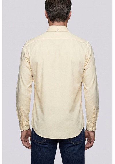 Bisse Sarı Regular Fit Cepsiz Uzun Paşa Yaka Gömlek Gmoks261001 D17