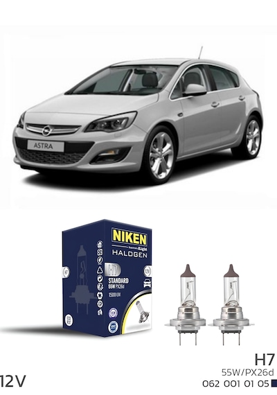 Opel Astra J 2009-2015 Kısa Far Ampulü H7 Halojen Ampul 12v 55w 2 Adet 3200k Güçlü Net Işık Yasal