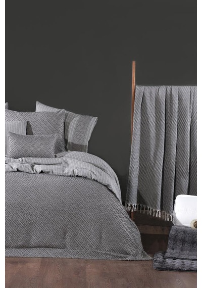 Clara Lüks Comforter 13 Parça Çeyiz Seti Gri Gri