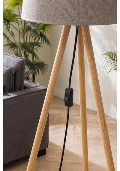 Woody Tripod Cappuccino Zemin Lambaderi, Kumaş Başlıklı Ayaklı Lamba Ve Salon Oturma Odası Aydınlatması - Modern Dekoratif Yer Lambası Diğer