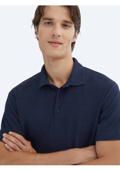 Kip Lacivert Desenli Polo Yaka T-shirt Lacivert