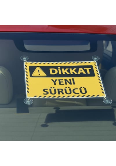 Sarı Siyah Renk Dikkat Yeni Sürücü Yazılı Araba Cam Oto Aksesuar