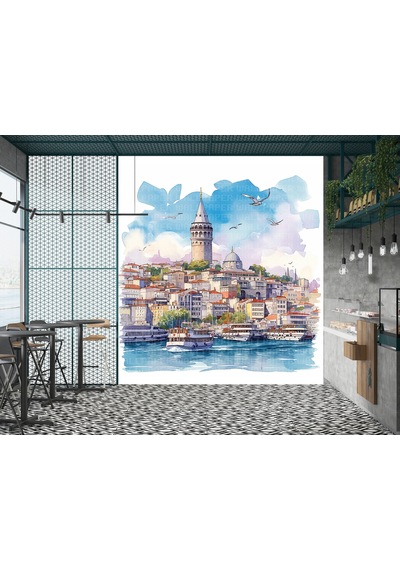İstanbul Suluboya Poster Duvar Kağıdı Renkli