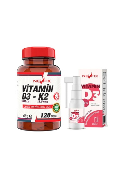 Nevfix Vitamin D3-K2 120 Tablet & Nevfix Vitamin D3 Sıvı Sprey