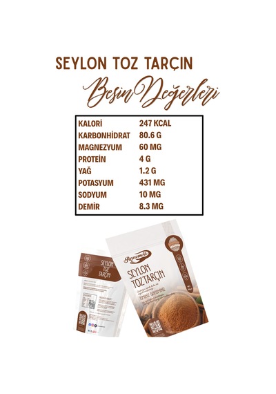 Seylon Toz Tarçın 100 Gr Gerçek Seylon Tarçını, İnce Öğütülmüş Cinnamomum Verum, Sri Lanka Menşeli