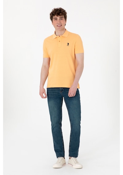 U.S. Polo Assn. Erkek Slim Fit Polo Yaka Turuncu Basic Tişört 50307699-VR202