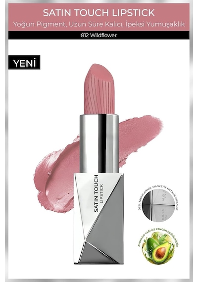 Uzun Süre Kalıcı Nemlendirici Pürüzsüz Etkili Yarı Mat Ruj Satin Touch Lipstick 812 Wildflower Çok Renkli Uzun Süre Kalıcı Nemlendirici Pürüzsüz Etkili Yarı Mat Ruj Satin Touch Lipstick 812 Wildflower Çok Renkli