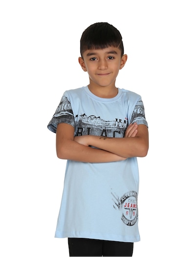 Toontoy Kids Toontoy Erkek Çocuk T-shirt Black Baskılı Mavi
