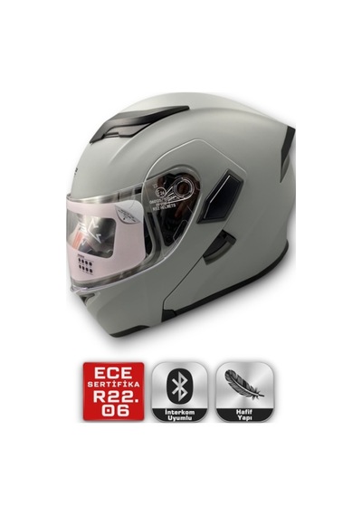 Motosiklet Rs2 Kask Çene Açılır Güneş Vizörlü Mat Grey Mat Gri