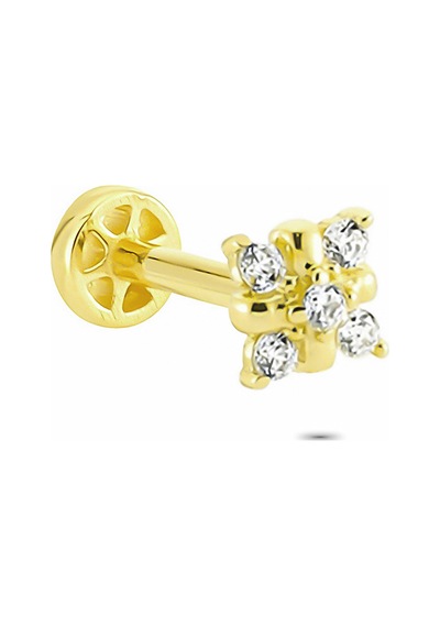 Glorria Altın Yonca Tragus Piercing Sarı