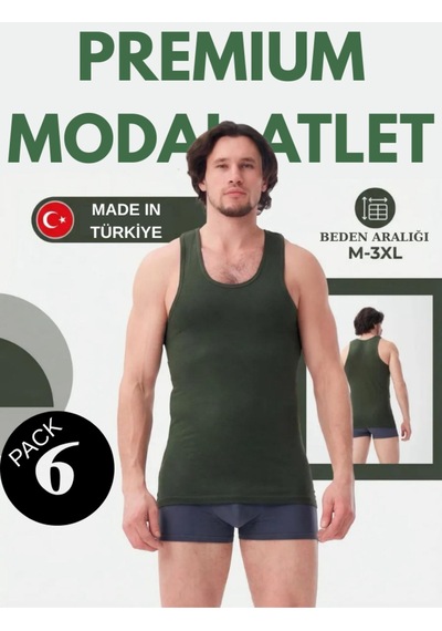 Mercan 6'lı Haki Modal Atlet - Yeşilin En İyi Tonu, Esneklik Ve Rahat Hareket