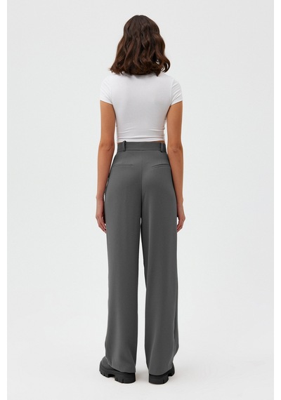 Açelyaokcu Premium Lowry Wide Leg Palazzo Dokuma Pantolon Gri