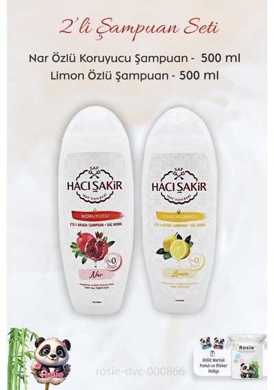 Hacı Şakir Nar 2si 1 Arada Şampuan 500 Ml, Limonlu Şampuan 500 Ml Ve Rosıe