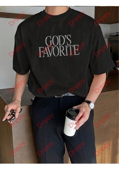 Flood Of Style Unisex God's Favorite Baskılı Tshirt Siyah Siyah
