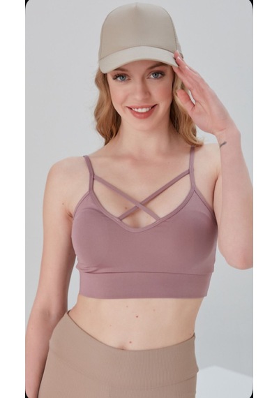 Ön Çapraz Askılı Crop Bluz - S504579 Pembe